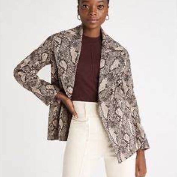 Ann Taylor Snake Print Wrap Trench Jacket 546849